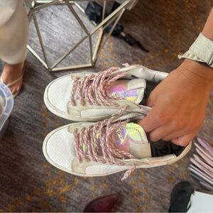 P448 Women's Sneakers with Iridescent and Pink Accents